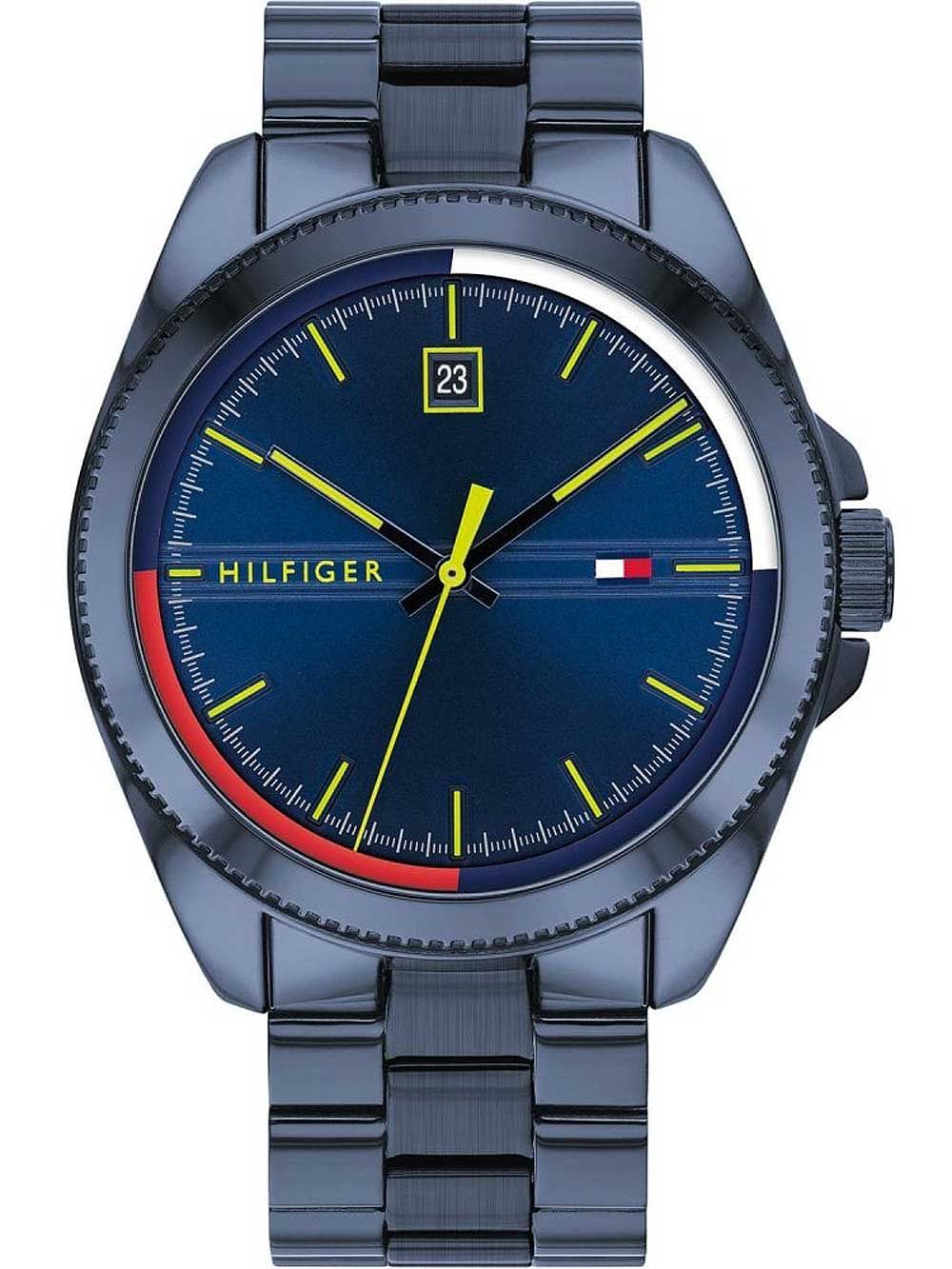 Tommy Hilfiger 1791689 watch for man with a blue dial and stainless steel strap.