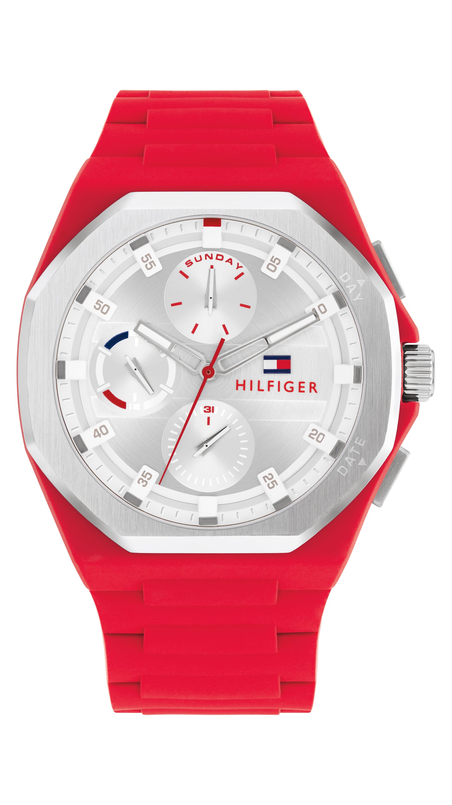 Tommy Hilfiger 1792123 watch for man with a grey dial and silicone strap.