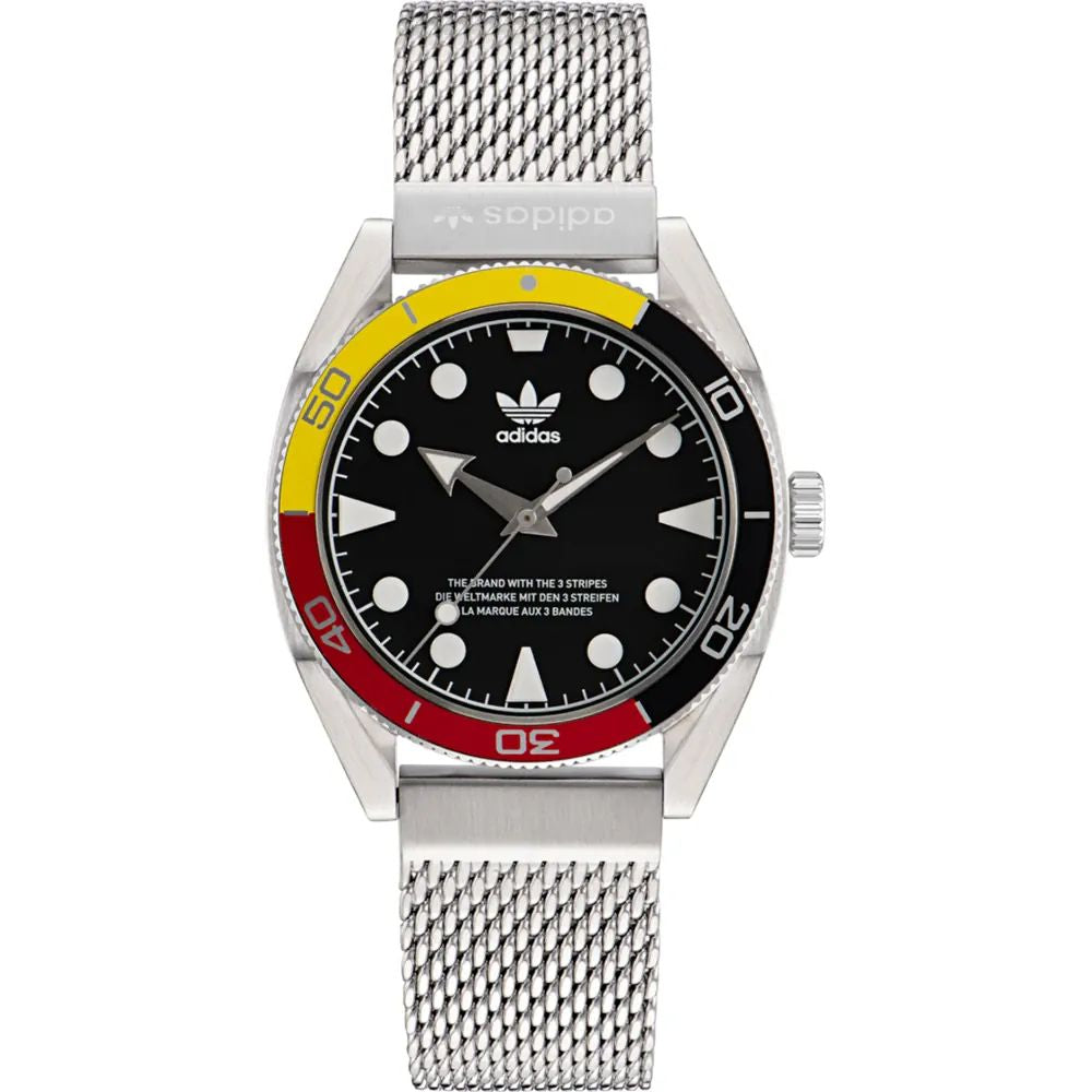 Adidas AOFH22502 watch for man with a black dial and stainless steel strap.