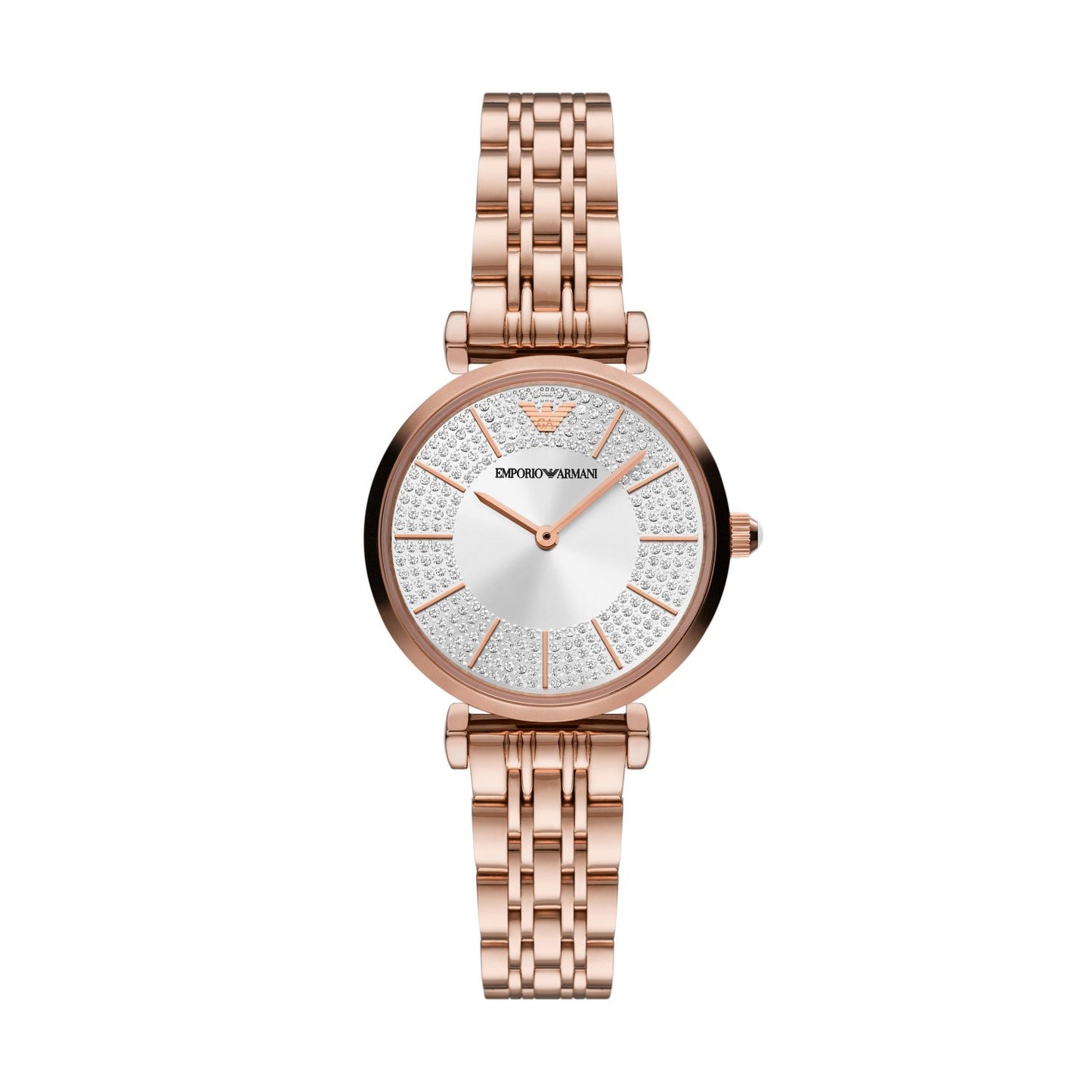 Armani AR11446 watch for women with a grey dial and stainless steel strap.