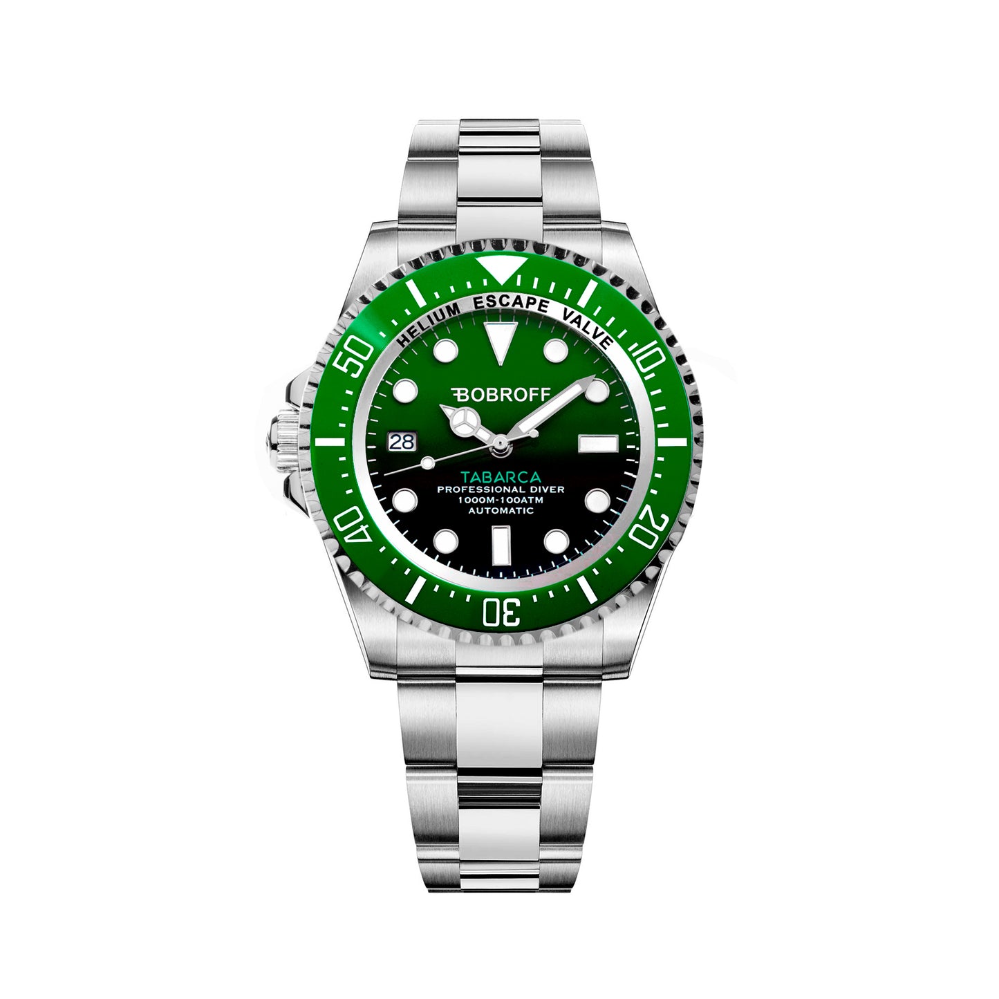 Bobroff BF0002ibv watch for man with a green dial and stainless steel strap.
