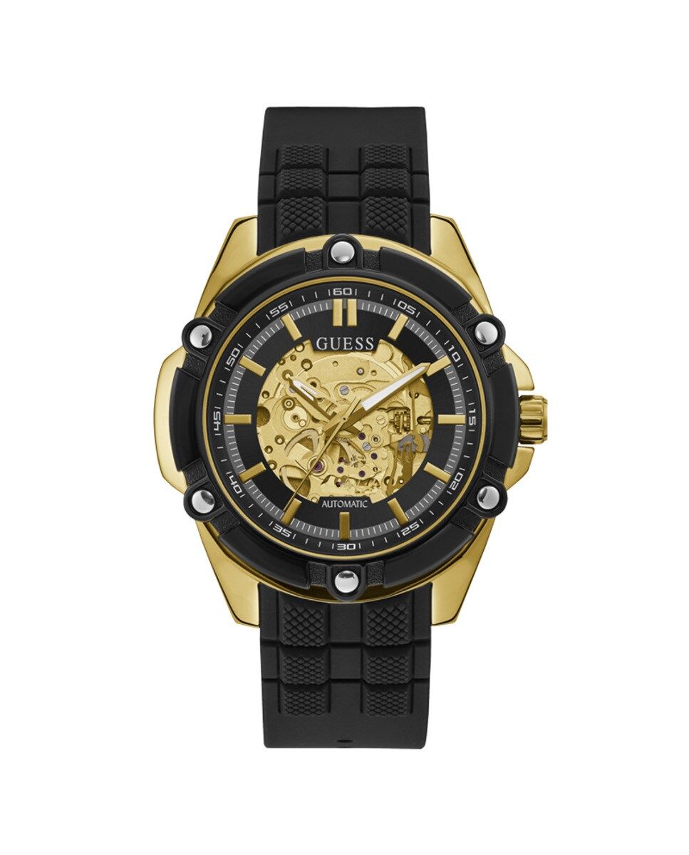 Guess GW0061G2 watch for man with a golden dial and resin strap.