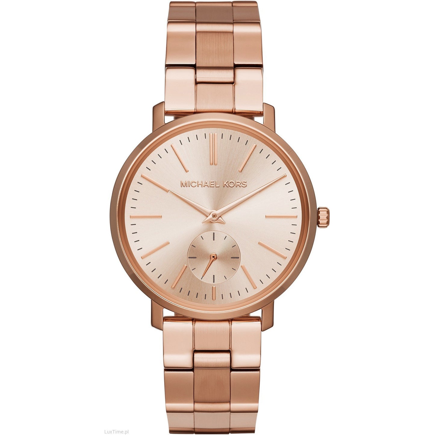 Michael Kors MK3501 watch for woman with a golden dial and steel strap.