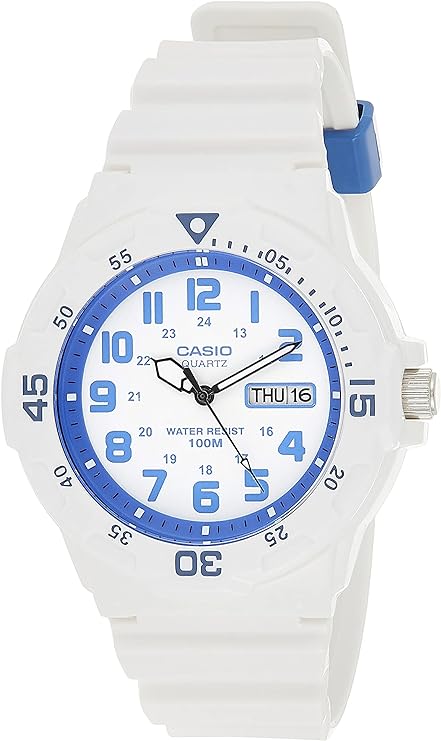 Casio MRW-200HC-7B2VD watch for women with a white dial and silicone strap.