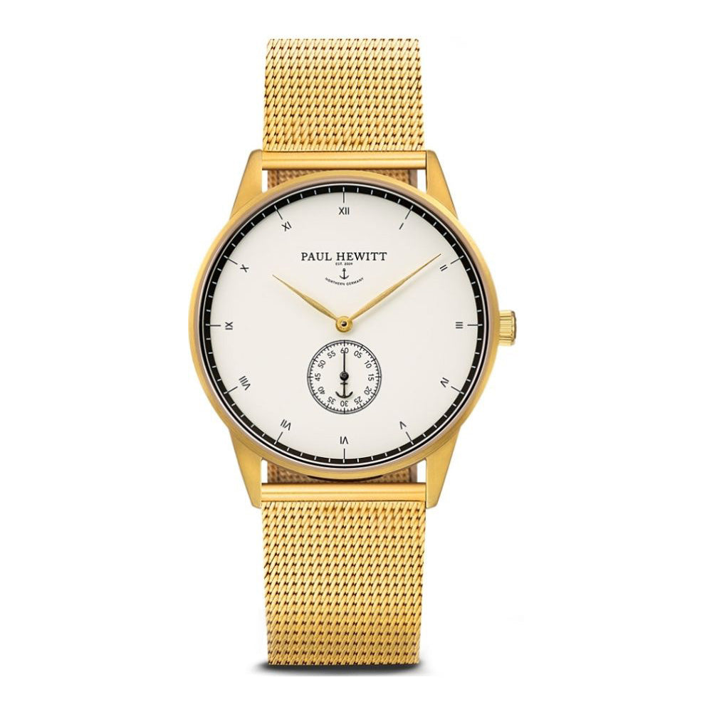 Paul Hewitt PH-M1-G-W-4M-503 watch for woman with a white dial and steel strap.
