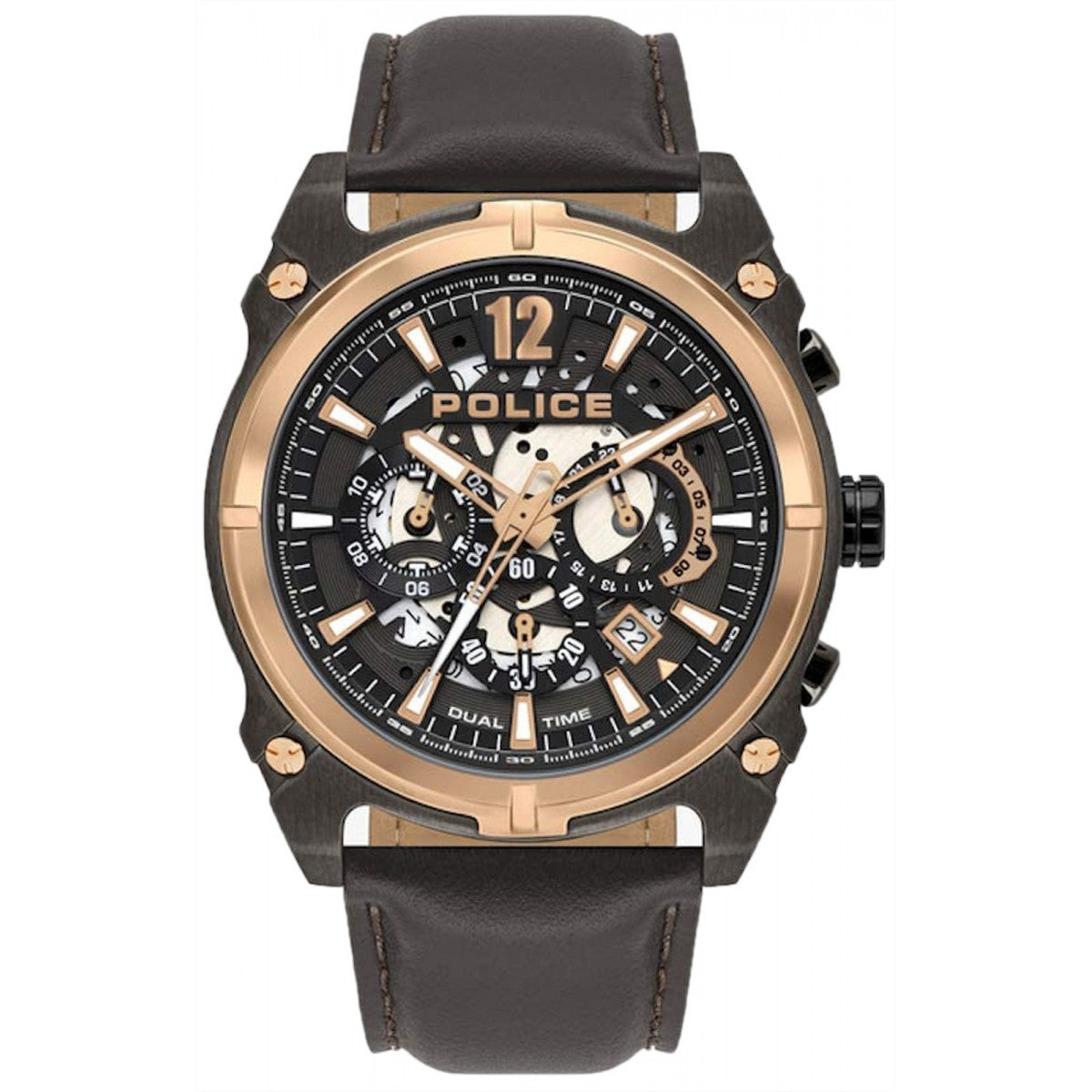 Police PL.16020JSUR-61 watch for man with a brown dial and leather strap.