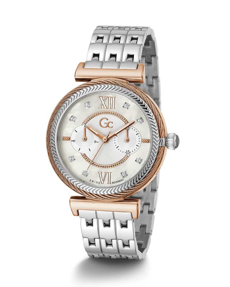Gc Y76001L1MF watch for women with a grey dial and stainless steel strap.