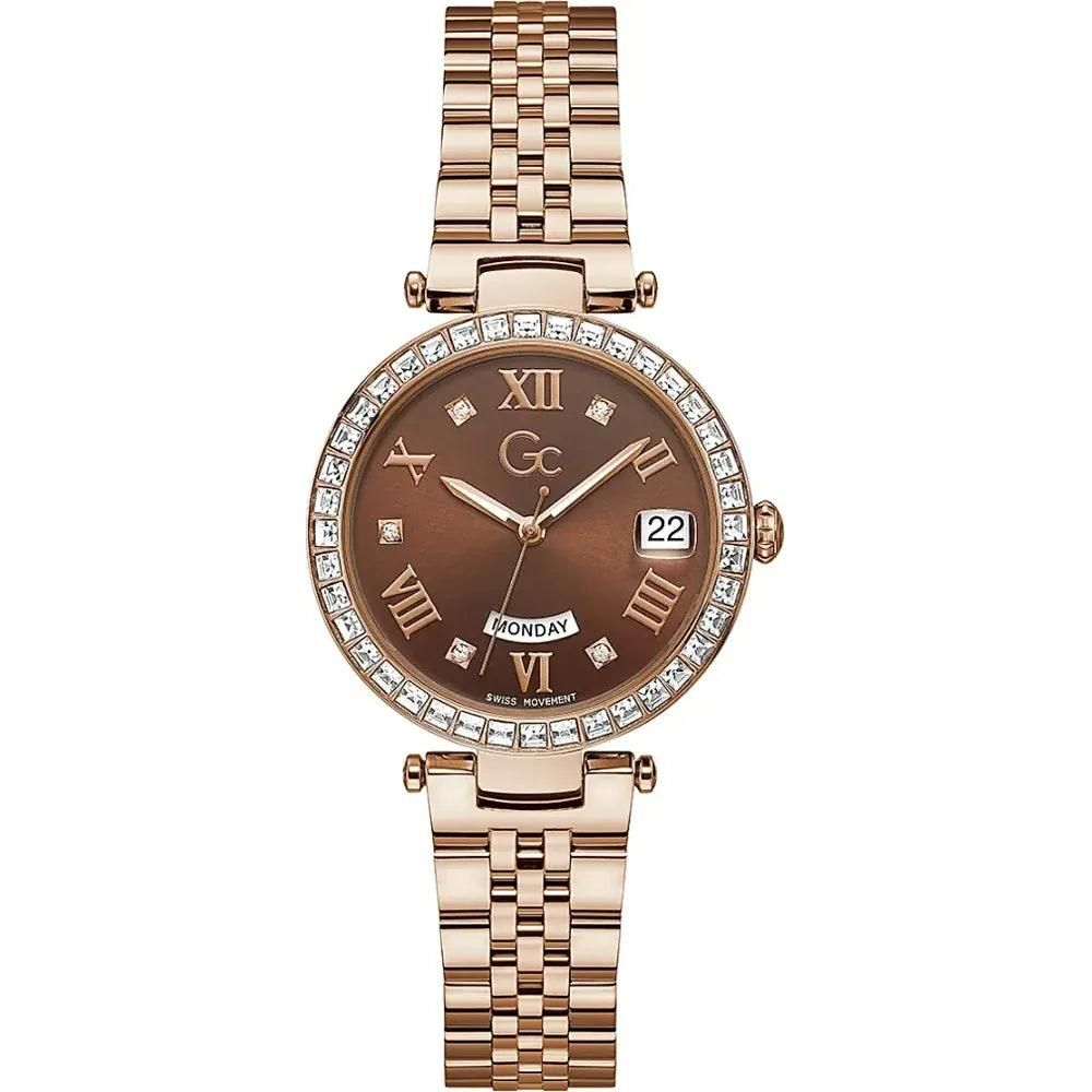 Gc Z01009L4MF watch for women with a brown dial and stainless steel strap.