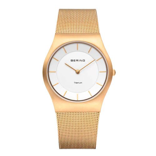 Bering 11935-334 watch for woman with a white dial and stainless steel strap.