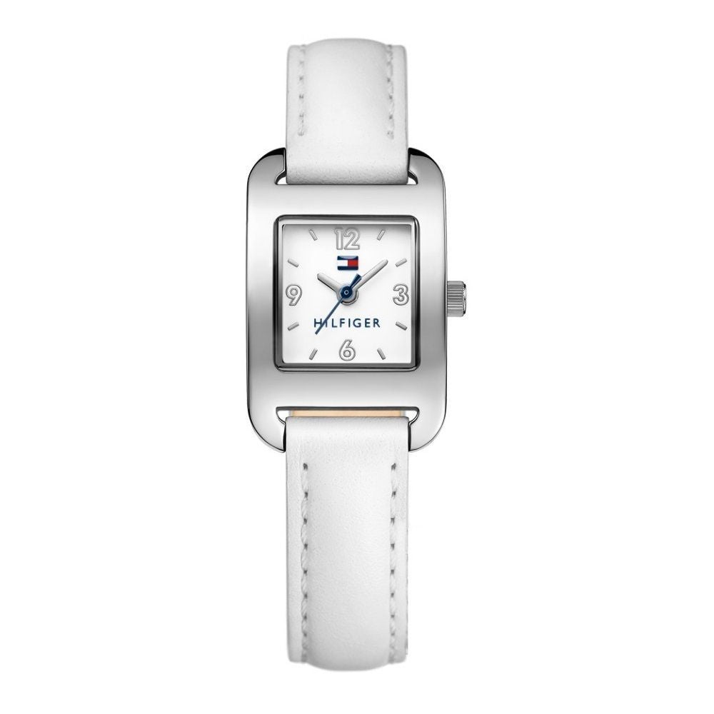 Tommy Hilfiger 1781530 watch for children with a white dial and leather strap.