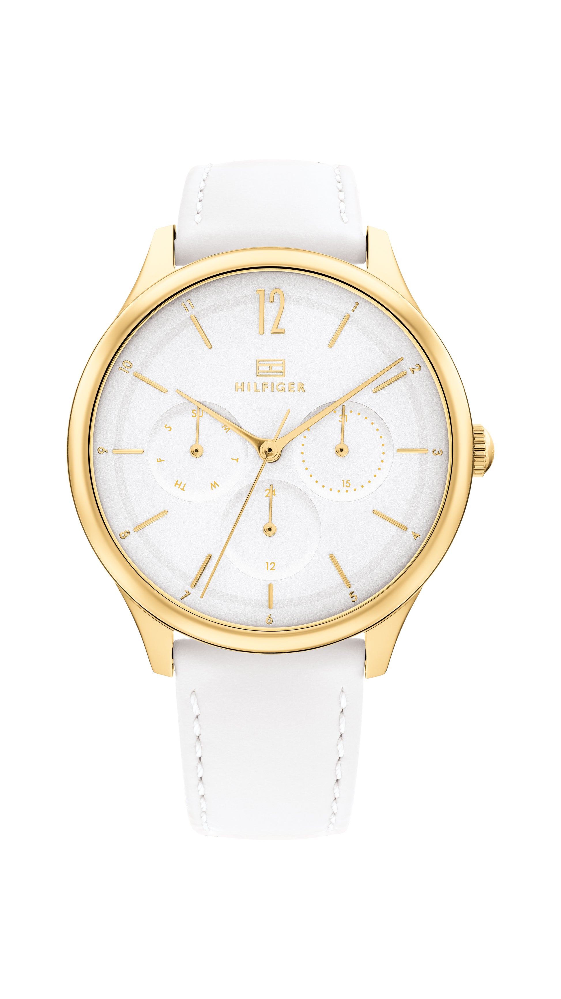 Tommy Hilfiger 1782454 watch for women with a white dial and leather strap.