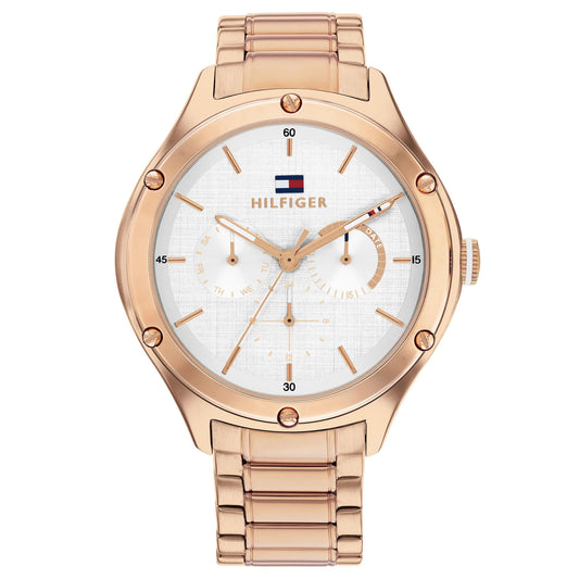 Tommy Hilfiger 1782682 watch for women with a white dial and stainless steel strap.