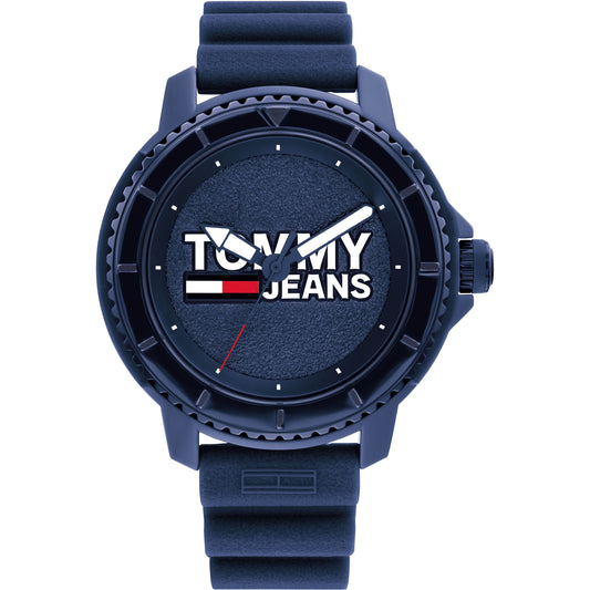 Tommy Hilfiger 1792000 watch for man with a blue dial and silicone strap.