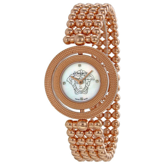 Versace 79Q80SD497S080 watch for woman with a white dial and steel strap.