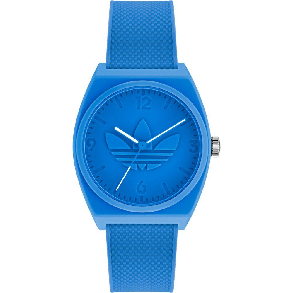 Adidas AOST22033 watch for unisex with a blue dial and silicone strap.