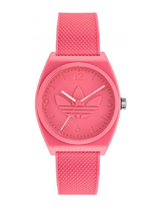 Adidas AOST22036 watch for women with a pink dial and silicone strap.