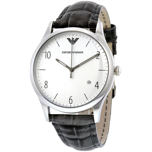Armani AR1880 watch for man with a white dial and leather strap.