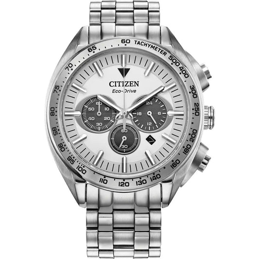 Citizen CA4540-54A watch for man with a grey dial and stainless steel strap.