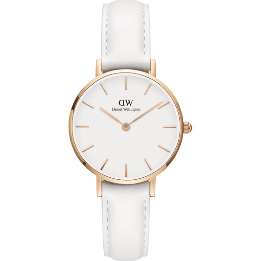 Daniel Wellington DW00100249 watch for women with a white dial and fur strap.