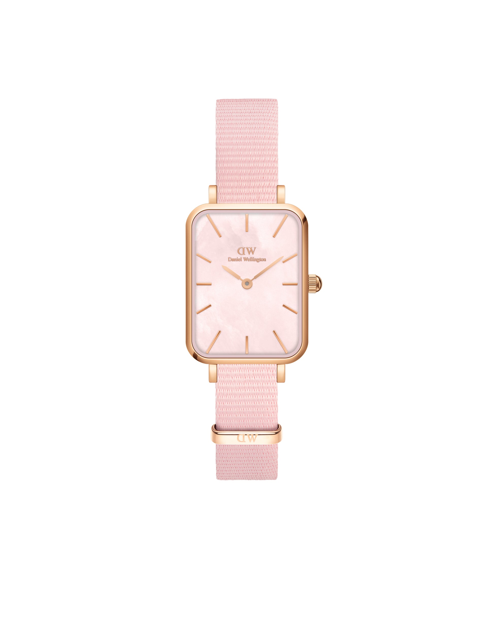 Daniel Wellington DW00100509 watch for women with a pink dial and nylon strap.