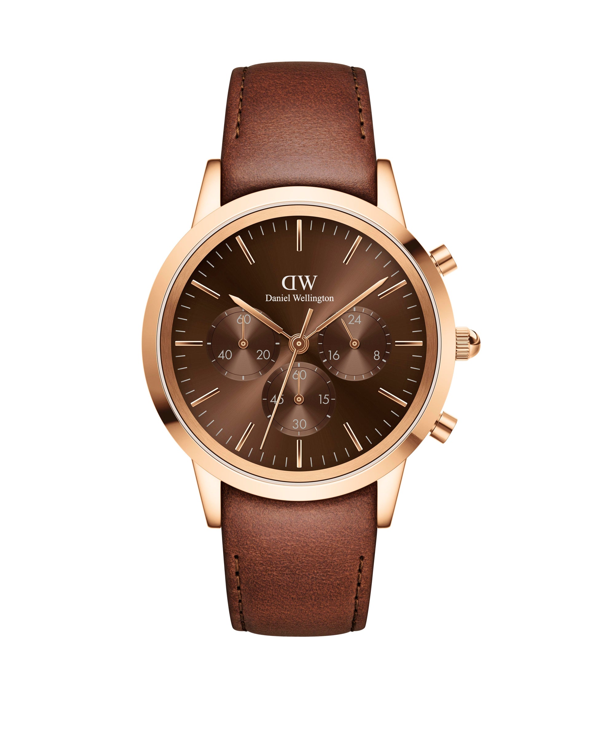 Daniel Wellington DW00100640 watch for man with a brown dial and fur strap.