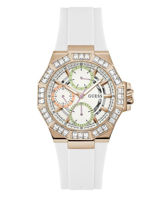Guess GW0695L3 watch for women with a multicolored dial and silicone strap.