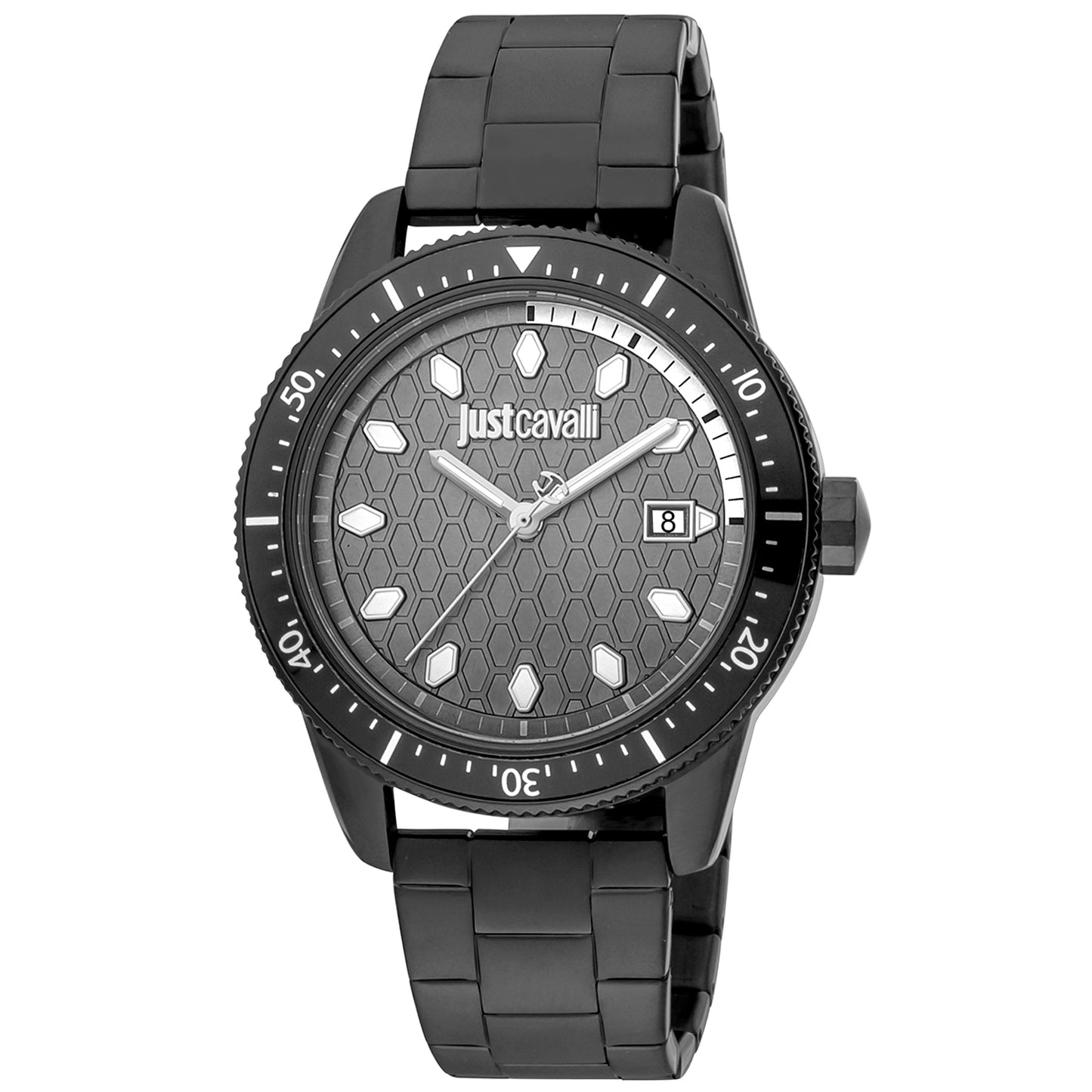 Just Cavalli JC1G179M0085 watch for man with a grey dial and stainless steel strap.