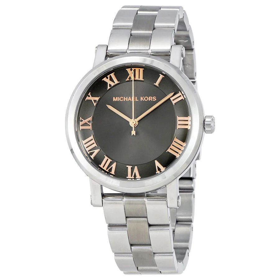 Michael Kors MK3559 watch for women with a black dial and stainless steel strap.