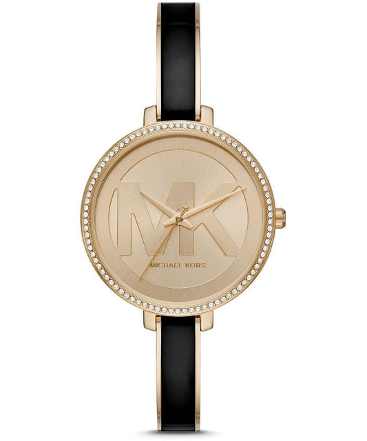 Michael Kors MK4544 watch for women with a golden dial and steel strap.