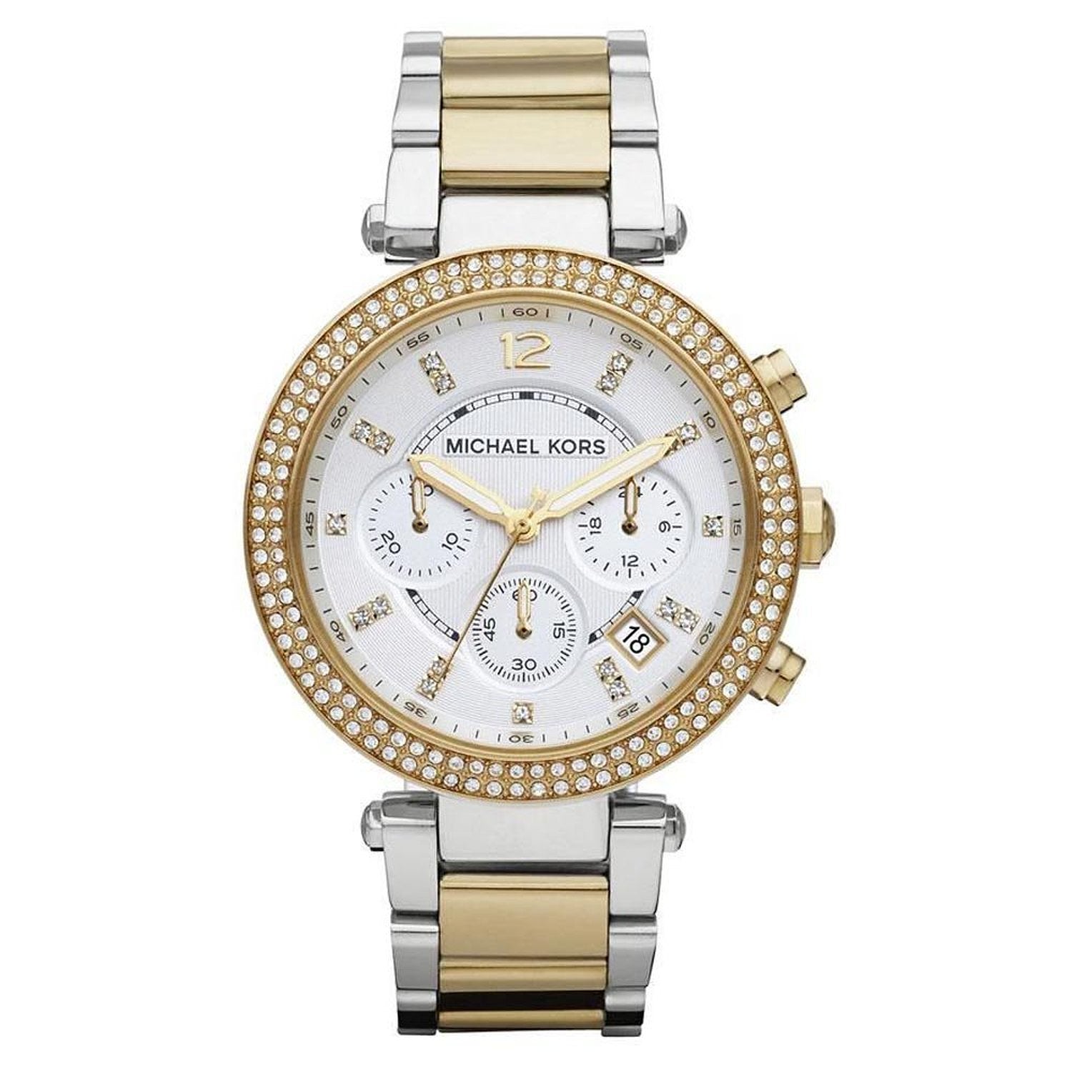 Michael Kors MK5626 watch for woman with a white dial and steel strap.