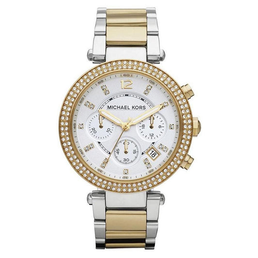 Michael Kors MK5626 watch for woman with a white dial and steel strap.