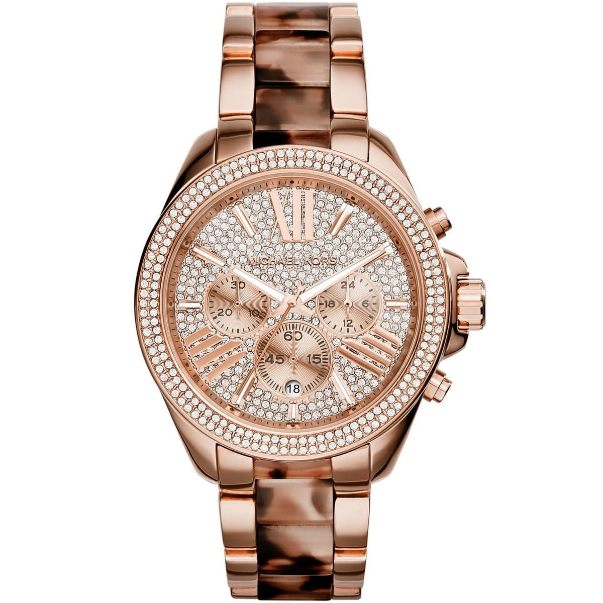 Michael Kors MK6159 watch for woman with a pink dial and stainless steel strap.