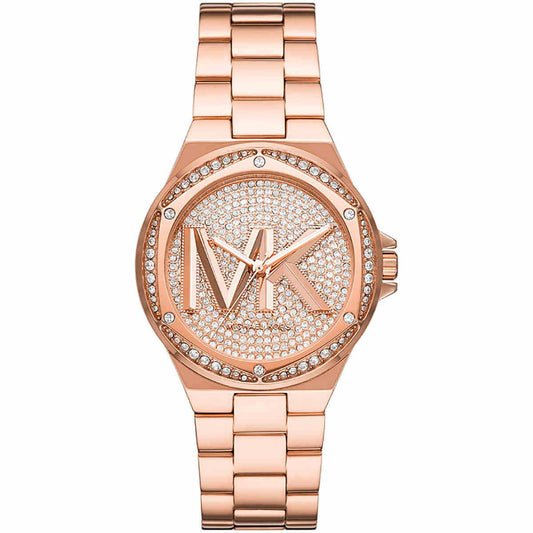 Michael Kors MK7230 watch for women with a pink dial and stainless steel strap.