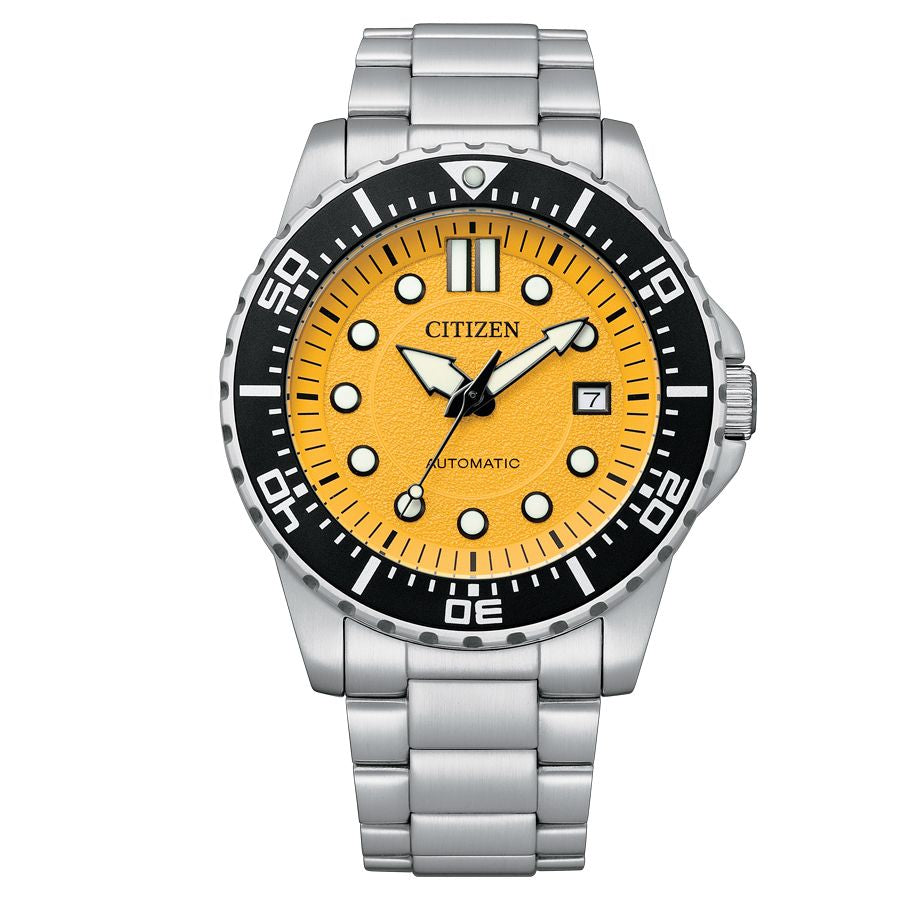 Citizen NJ0170-83X watch for man with a green dial and stainless steel strap.