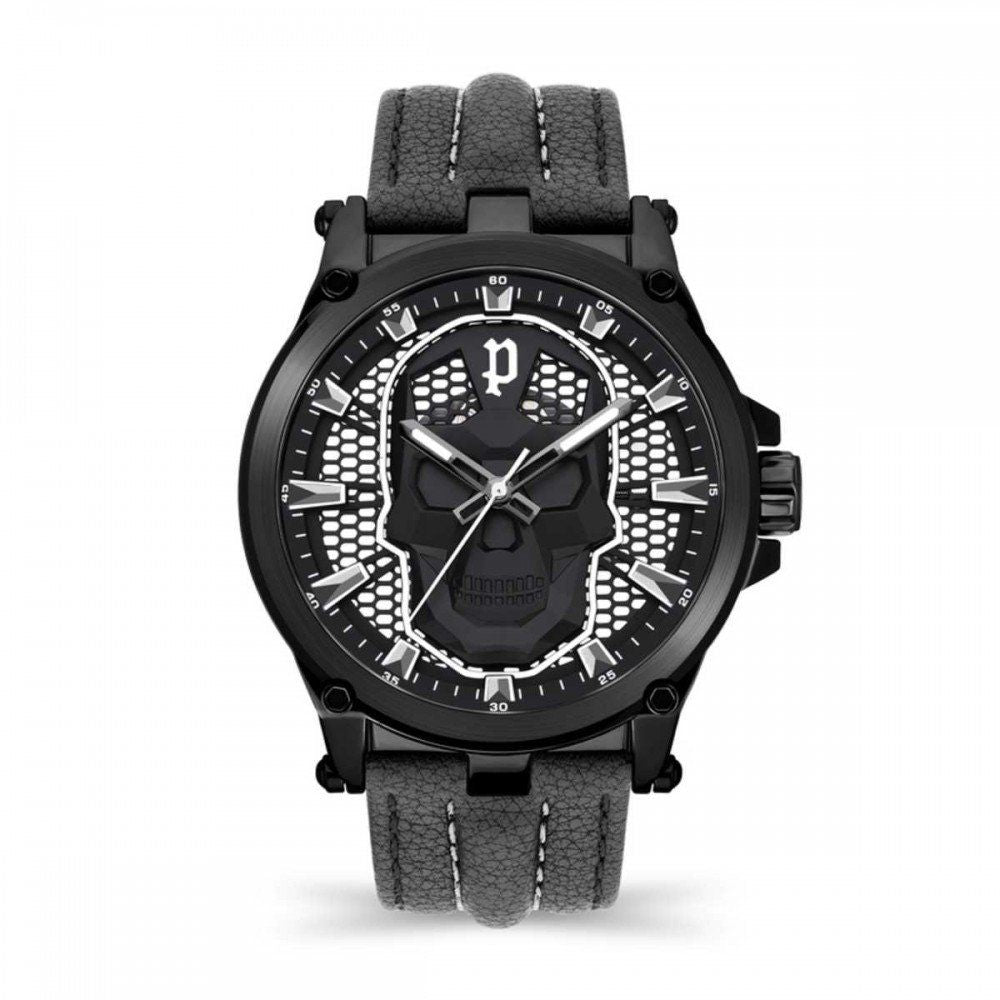 Police PEWJA2108201 watch for man with a black dial and leather strap.