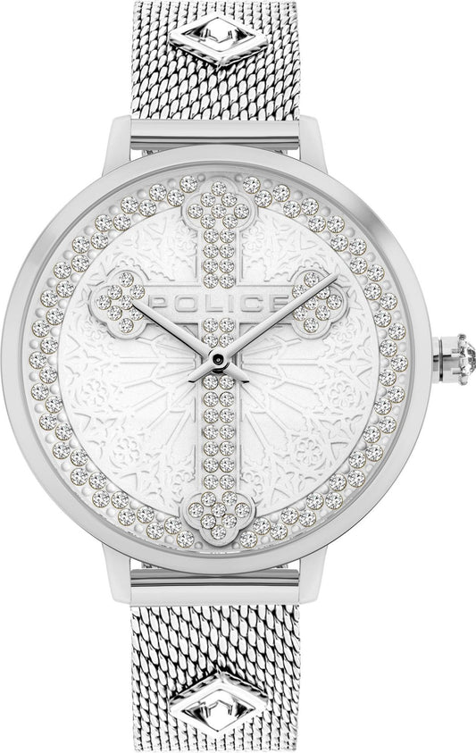 Police PL16031MS.04MMA watch for women with a grey dial and stainless steel strap.