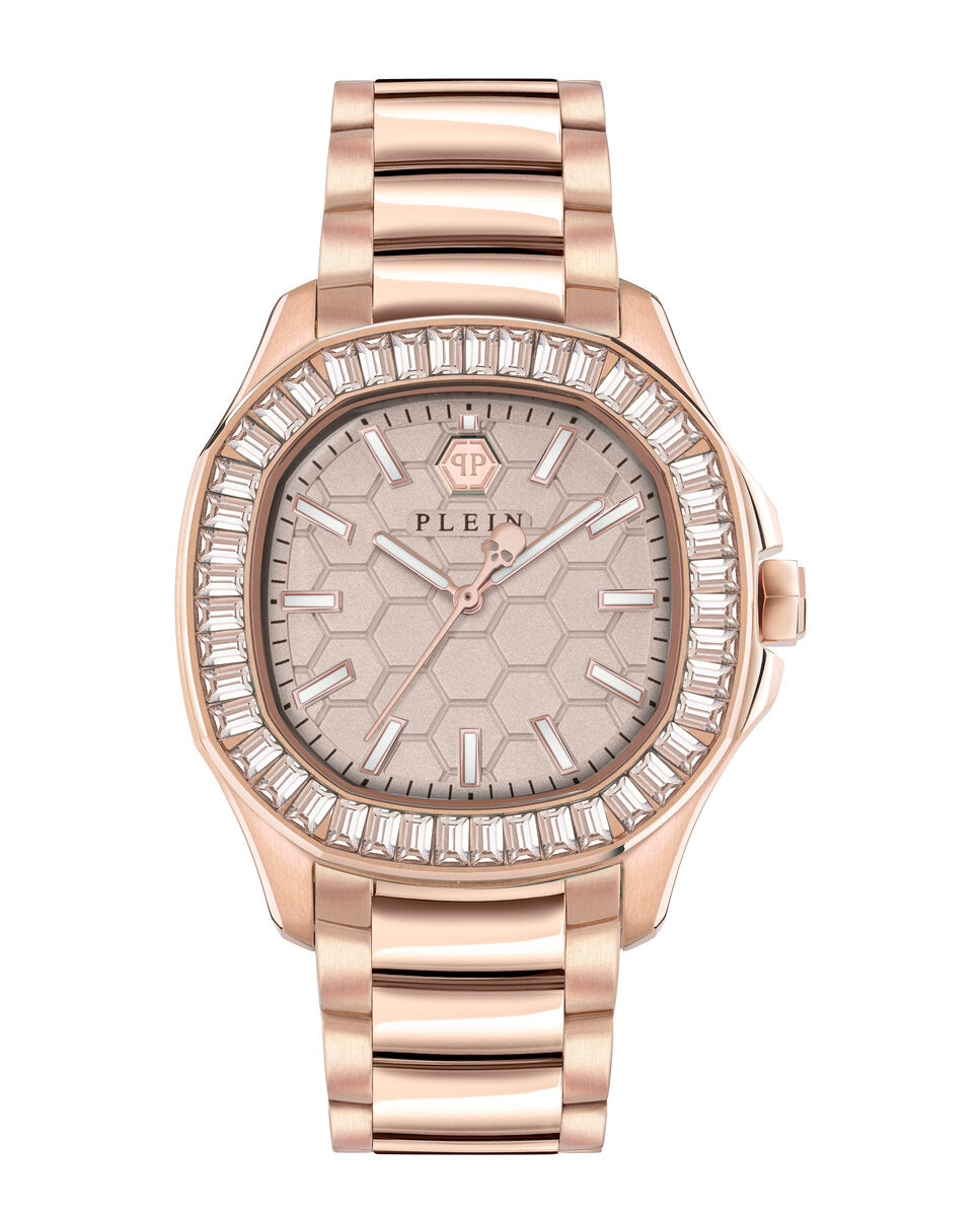 Philipp Plein PWTAA0723 watch for women with a pink dial and stainless steel strap.
