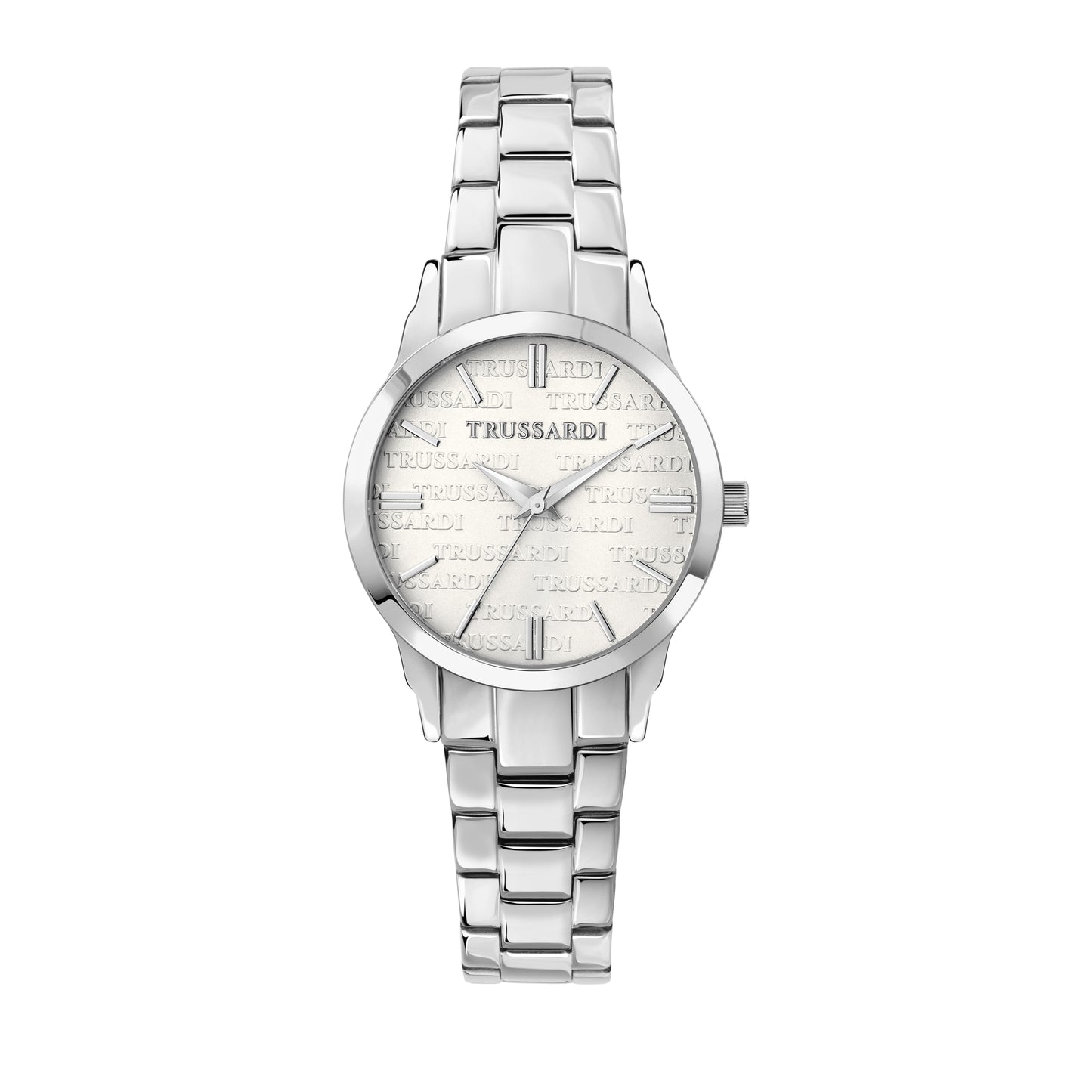 Trussardi R2453141509 watch for women with a white dial and stainless steel strap.