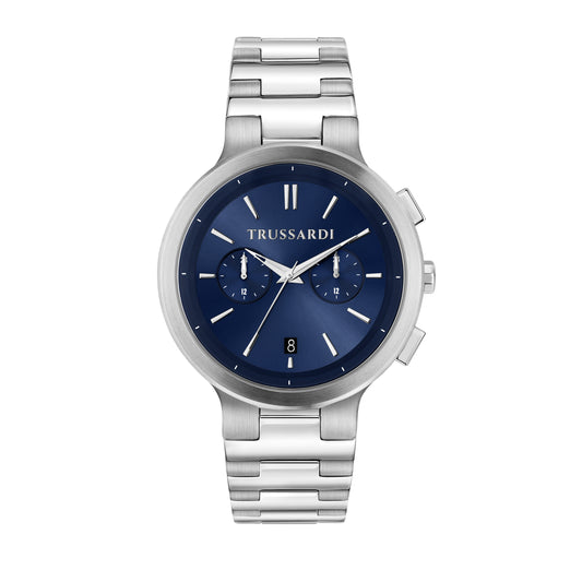 Trussardi R2453164004 watch for man with a blue dial and stainless steel strap.