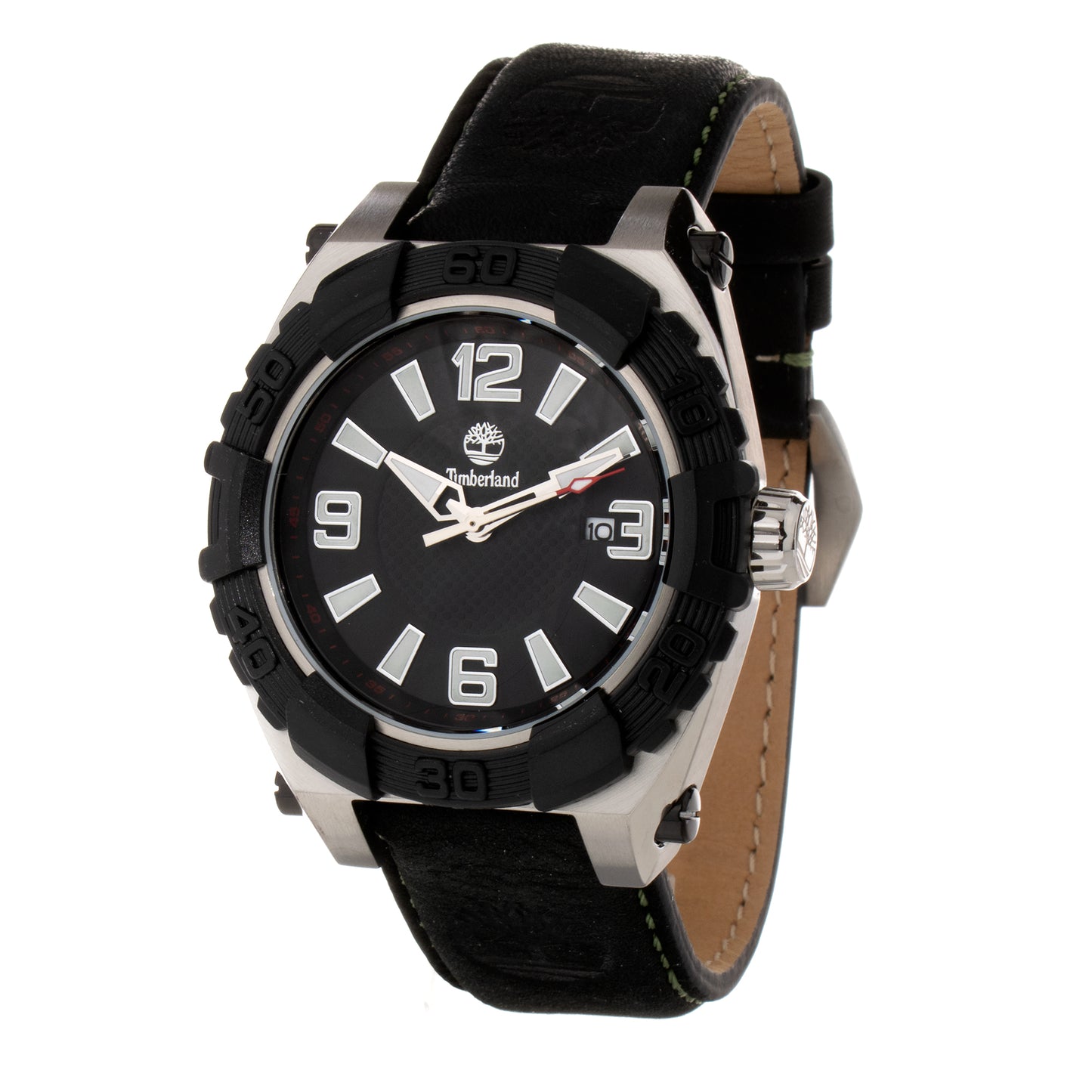 Timberland TBL13321JSTB-02BN watch for man with a black dial and leather strap.