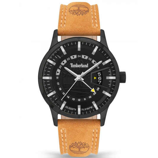 Timberland TDWGB2201504 watch for man with a black dial and leather strap.