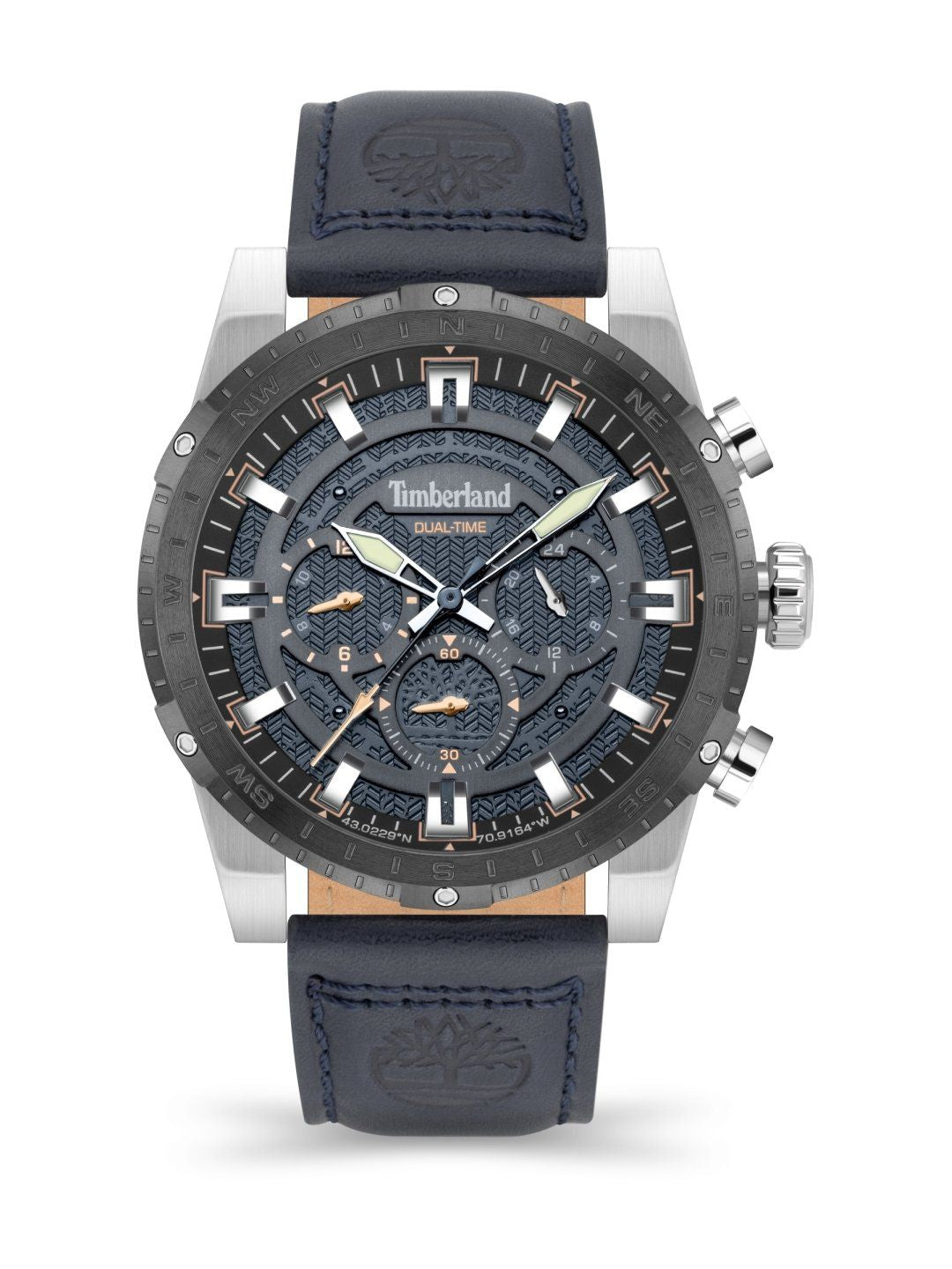 Timberland TDWGF2202002 watch for man with a blue dial and leather strap.