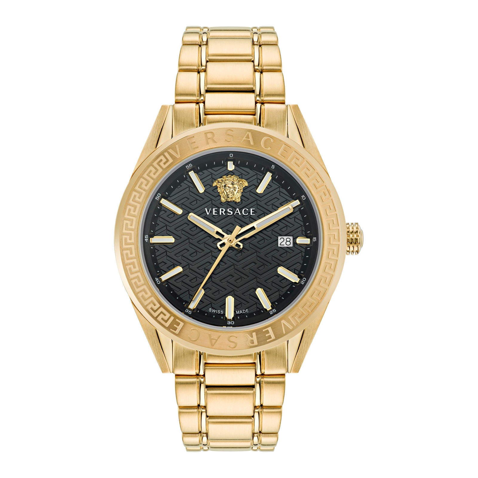 Versace VE6A00623 watch for man with a black dial and stainless steel strap.