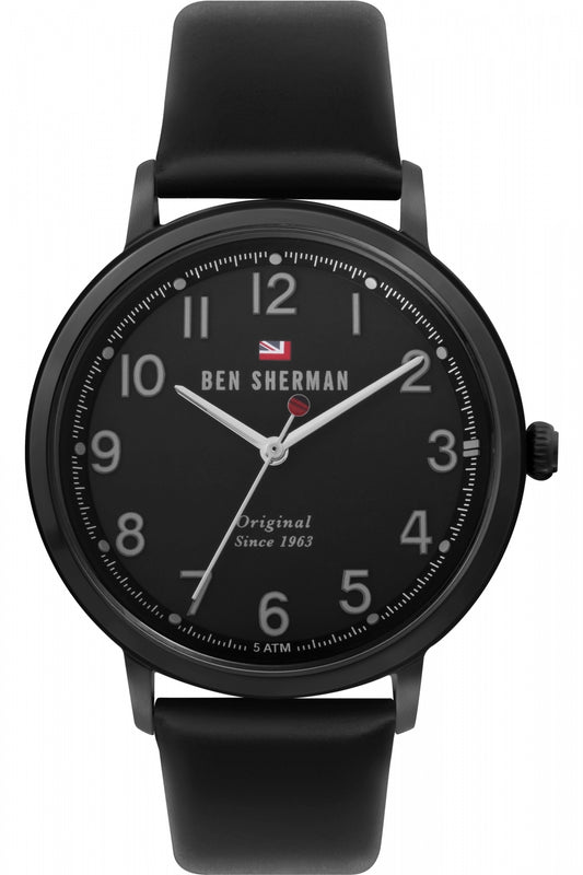 Ben Sherman WBS113BB watch for man with a black dial and leather strap.