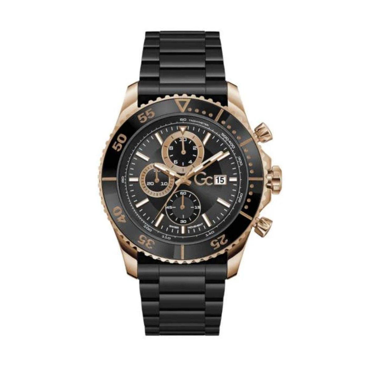Gc Z51004G2MF watch for man with a black dial and ceramics strap.