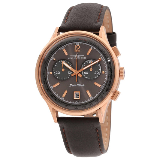 Zeno ZE5181-3 watch for man with a brown dial and leather strap.